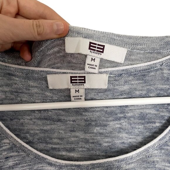 Ecetera linen double cardigan and cami crewneck blue and white knit vintage top - Picture 4 of 8